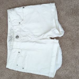 White jean shorts